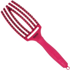 Olivia Garden Finger Brush Combo Medium, szczotka z włosiem dzika do rozczesywania, różne kolory Hot Pink | Intensywny Róż