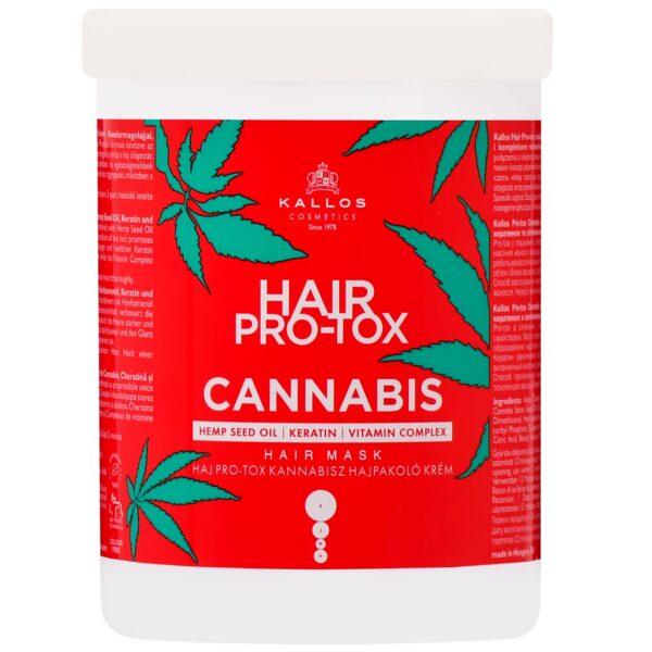 Kallos Hair Pro-Tox Cannabis Mask - maska do włosów z olejem konopnym i keratyną, 1000ml