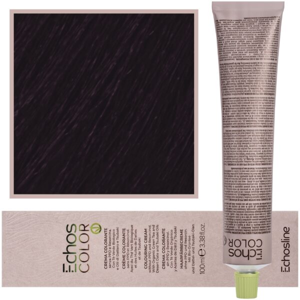 Echosline Echos Color Colouring Cream - wegańska farba do włosów, 100ml 4,22 | Intensywny Fioletowy Średni Kasztan