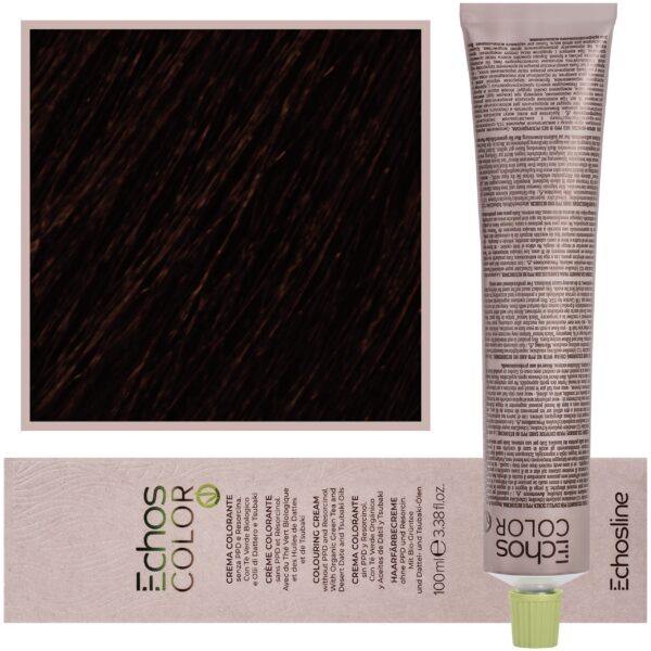 Echosline Echos Color Colouring Cream - wegańska farba do włosów, 100ml 4,72 | Ciepły Brązowy Średni Kasztan