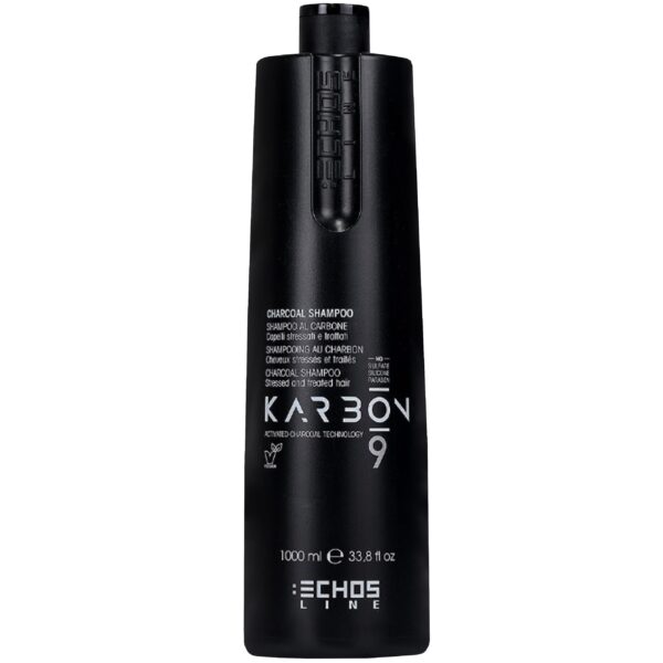 Echosline Karbon 9 Charcoal Shampoo - szampon do włosów zniszczonych z węglem, 1000ml