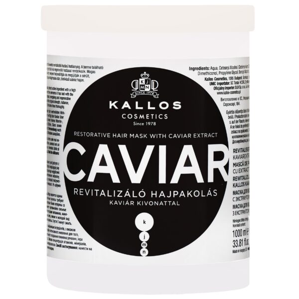 Kallos Caviar Restorative Mask - maska do włosów zniszczonych, ekstrakt z kawioru, 1000ml