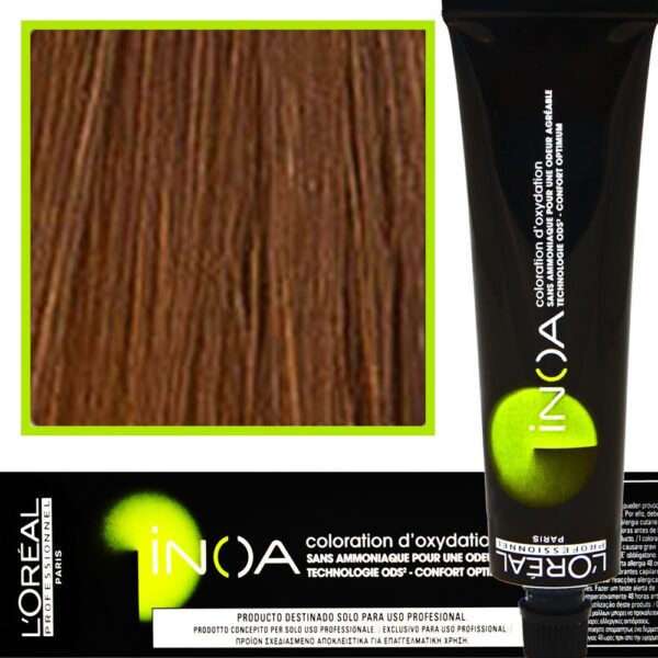 Loreal Inoa farba do włosów głęboki i trwały kolor dodatkowa ochrona włosa 60 ml 7.34 Złoty Blond Miedziany