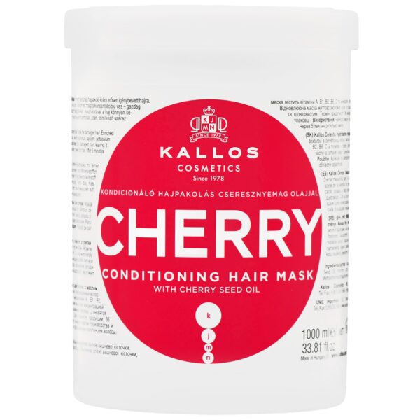 Kallos Cherry Conditioning Mask - odżywcza maska do włosów zniszczonych z wiśnią, 1000ml