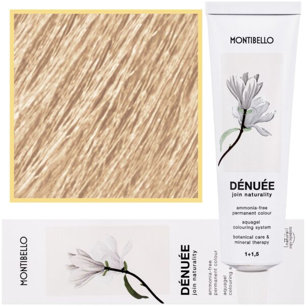 Montibello Denuee – naturalna wegańska farba do włosów bez amoniaku, 60 ml 10,32 | Perłowy Złoty Platynowy Blond