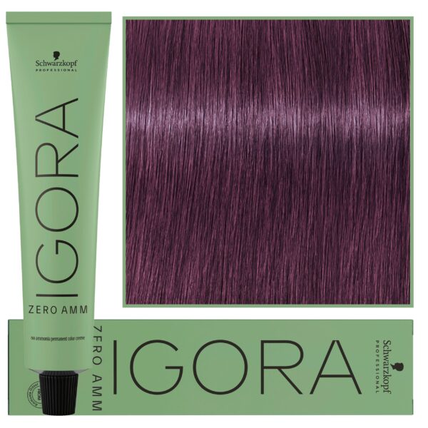 Schwarzkopf Professional Igora Zero Amm - profesjonalna farba do włosów bez amoniaku, 60ml 6-99  |  Ciemny Blond Fioletowy Ekstra