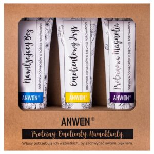 Anwen zestaw odżywek - do włosów o średniej porowatości Magnolia Irys Bez, 3x100ml