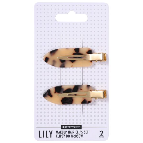 Sister Young Lily - klipsy do włosów do makijażu, różne kolory, 2szt Light Leopard Print | Jasna Panterka