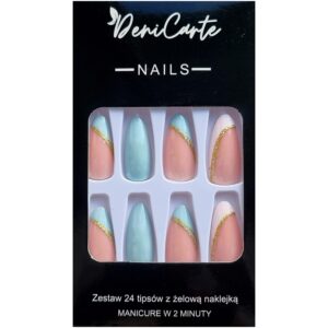 Deni Carte Tipsy French - sztuczne paznokcie w stylu francuskim, różne wzory White Blue French | Biało-Niebieski