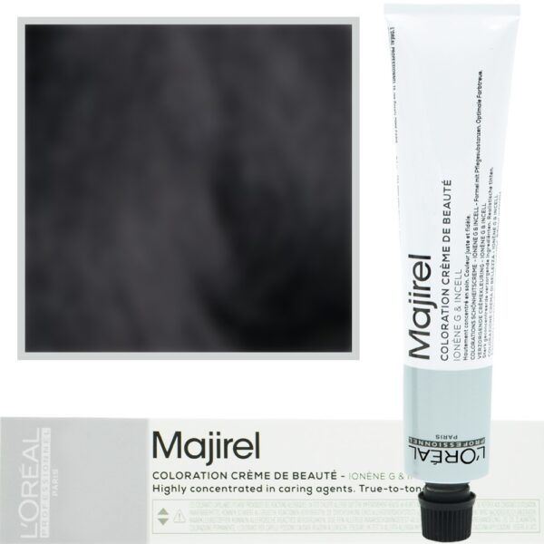 Loreal Majirel - profesjonalna farba do włosów, paleta kolorów, 50ml 1 Czarny