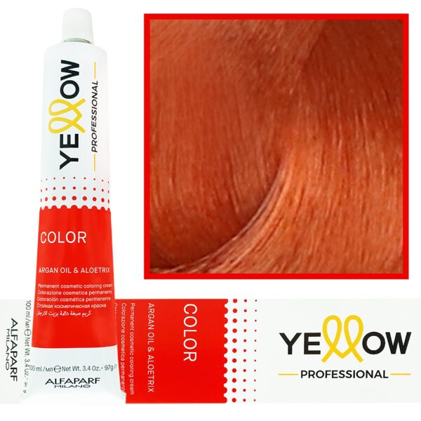 Alfaparf Yellow - trwała farba do włosów z aloesem i kiełkami pszenicy, 100ml 8,4 | Jasny Miedziany Blond