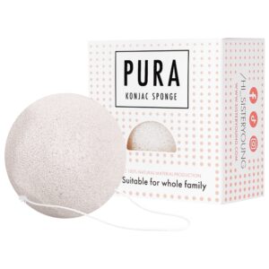 Pura Konjac Sponge Sister Young - ekologiczna gąbka do mycia twarzy, różne kolory White | Biały