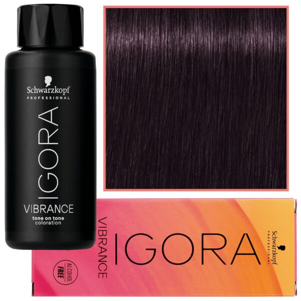 Schwarzkopf Professional Igora Vibrance – półtrwała farba do włosów bez amoniaku, 60ml 3-19 | Ciemny Brąz Cendre Fioletowy