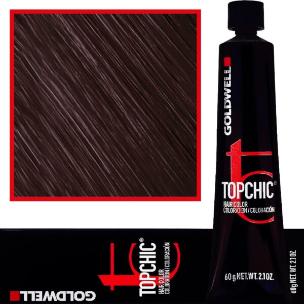 Goldwell Topchic - profesjonalna farba do włosów, 60ml 6N@AV Ciemny Blond Popielato Fioletowy