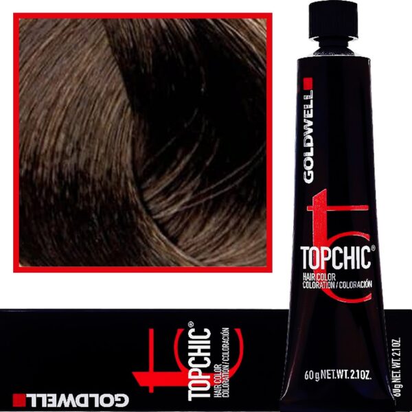 Goldwell Topchic - profesjonalna farba do włosów, 60ml 6-NA Ciemny Naturalny Popielaty Blond