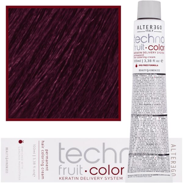 Alter Ego Technofruit Color – farba z keratyną do trwałej koloryzacji włosów, 100ml 7/26 | Blond Irysowo Czerwony