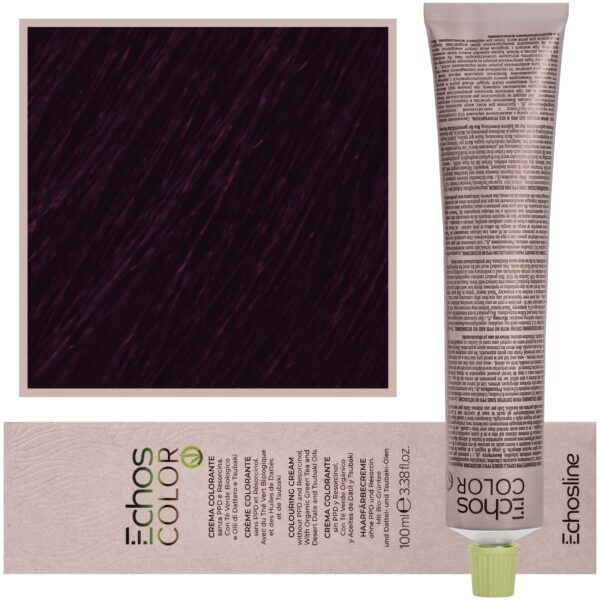 Echosline Echos Color Colouring Cream - wegańska farba do włosów, 100ml 5,22 | Intensywny Fioletowy Jasny Kasztan