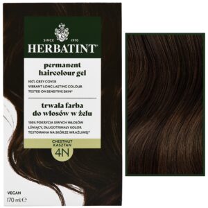 Herbatint Permanent Haircolour Gel – trwała, ziołowa farba do włosów w żelu, 170ml 4N | Kasztan