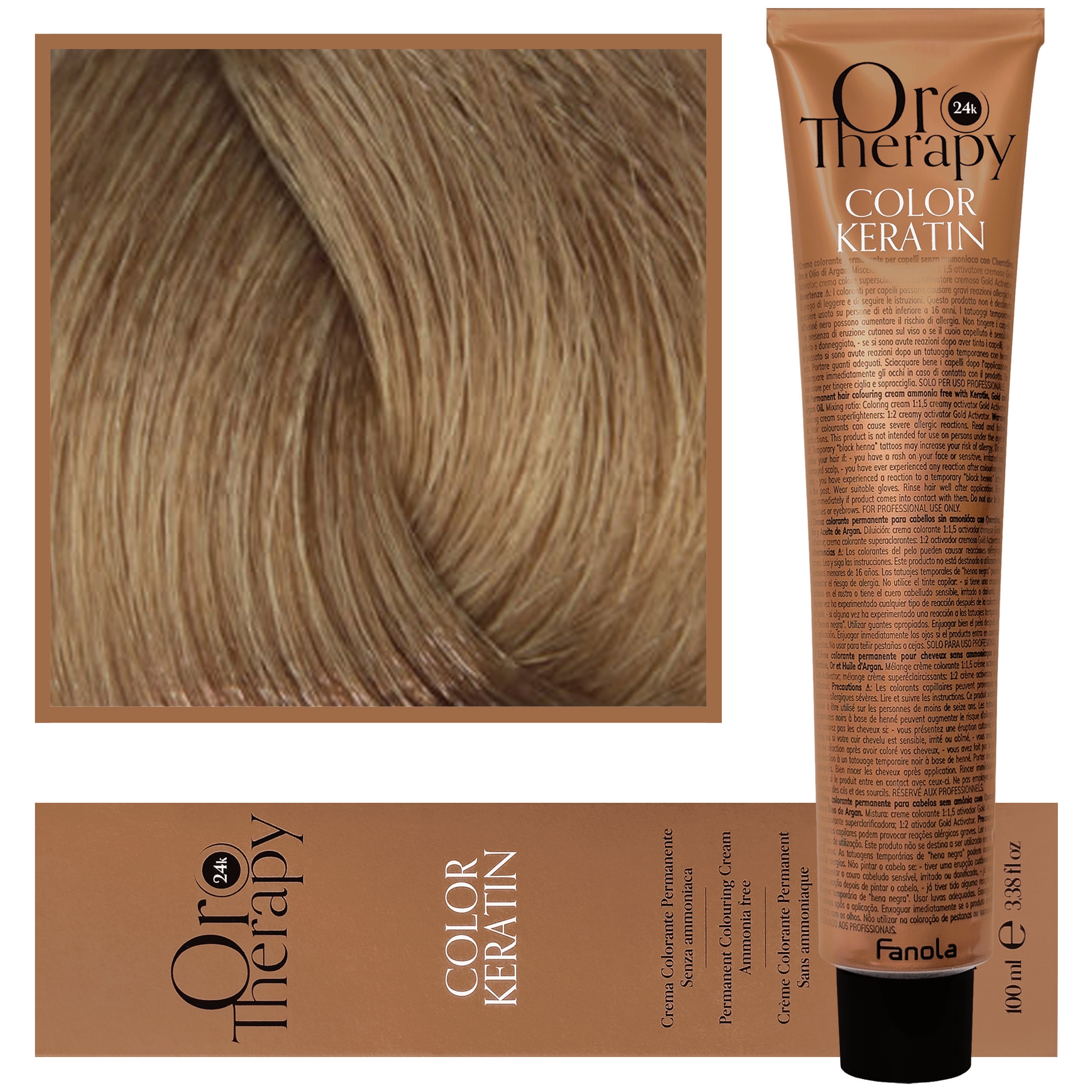 Fanola Oro Therapy – farba do włosów bez amoniaku, pełna paleta kolorów 8,0 | Jasny Blond
