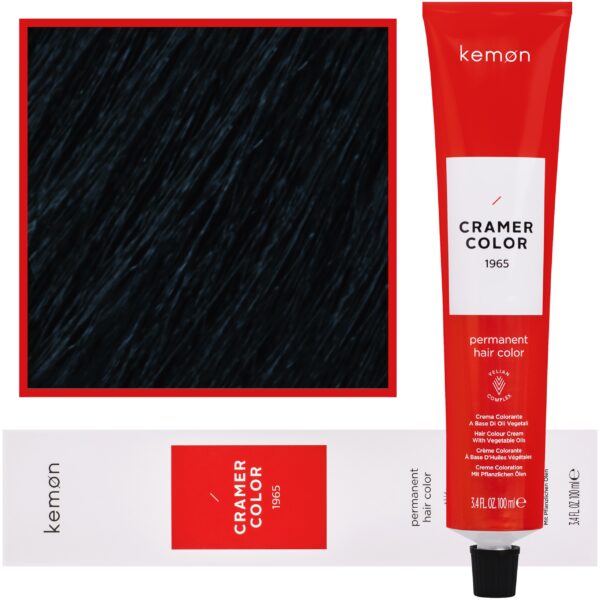 Kemon Cramer Color – kremowa farba do włosów z olejem kokosowym, 100ml 2,11 | Niebieska Czerń