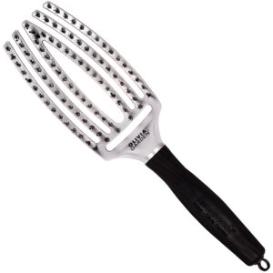 Olivia Garden Finger Brush Combo Medium, szczotka z włosiem dzika do rozczesywania, różne kolory Trinity Purity | Srebrno Czarna