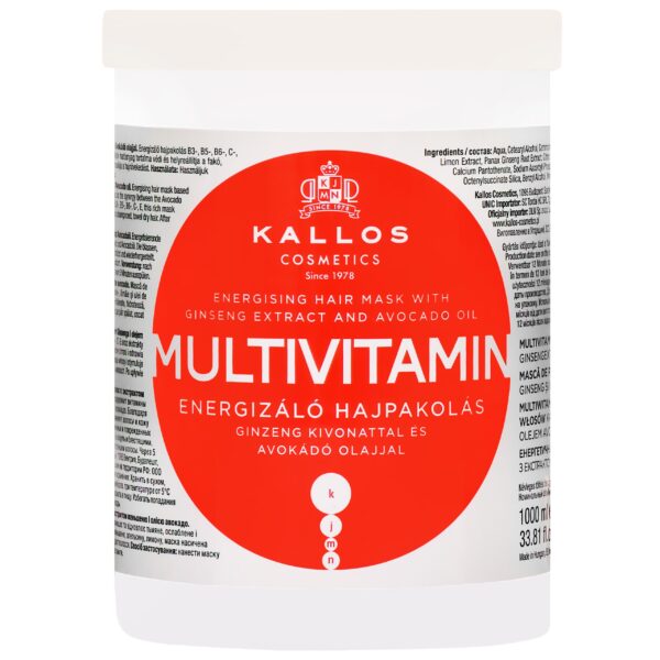 Kallos Multivitamin Energising Mask - energetyzująca maska do włosów zniszczonych, 1000ml