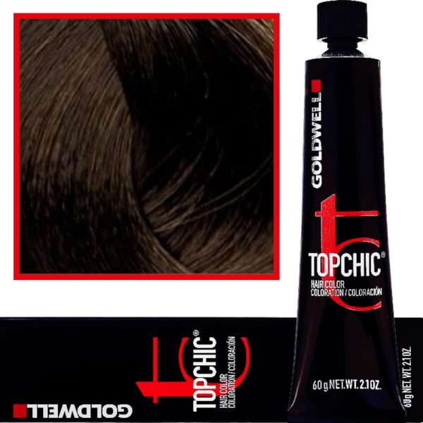 Goldwell Topchic - profesjonalna farba do włosów, 60ml 6-BS Wyrafinowany Przydymiony Jasny Brąz