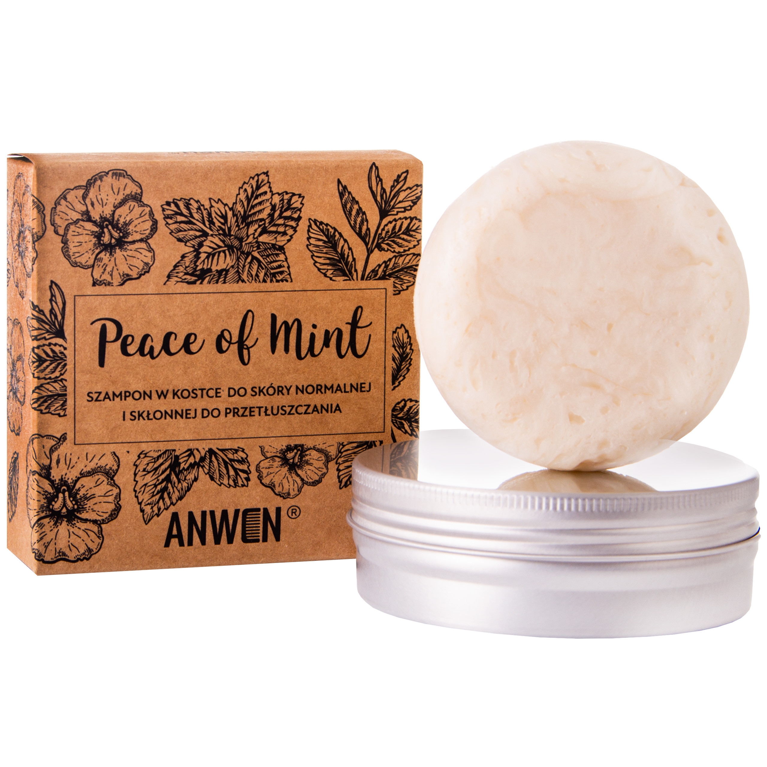 Anwen Peace of Mint – szampon w kostce do skóry przetłuszczającej się, 75 g