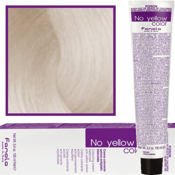 Fanola No Yellow - farba koloryzująca do włosów blond i siwych, chłodne tony, 100ml T.02 - Anty-żółty Toner
