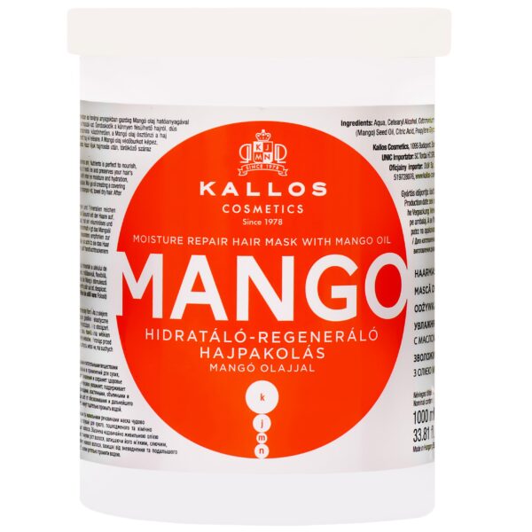 Kallos Mango Moisture Repair Mask - maska do włosów suchych z olejkiem mango, 1000ml