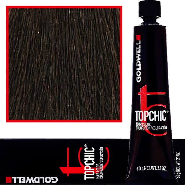 Goldwell Topchic - profesjonalna farba do włosów, 60ml 4-NN Ekstra Mocny Średni Naturalny Brąz