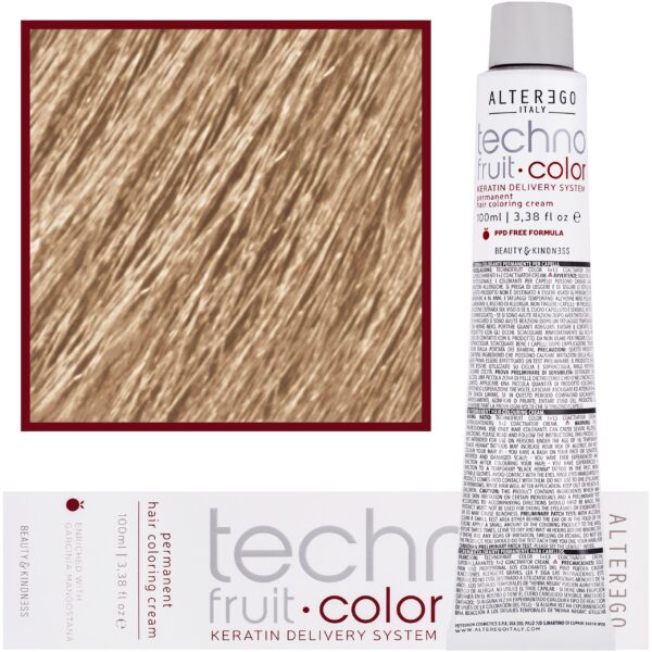 Alter Ego Technofruit Color – farba z keratyną do trwałej koloryzacji włosów, 100ml 10/31 | Platynowy Blond Złoto Popielaty