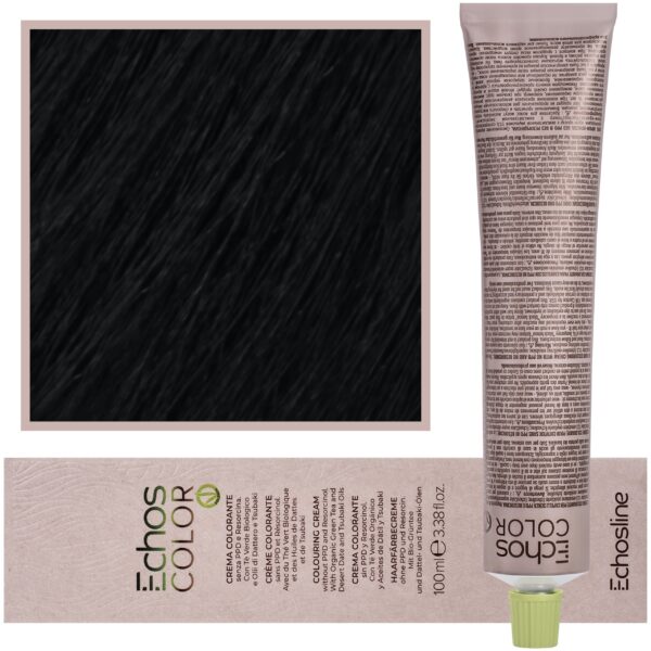 Echosline Echos Color Colouring Cream - wegańska farba do włosów, 100ml 1,0 | Czarny