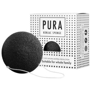 Pura Konjac Sponge Sister Young - ekologiczna gąbka do mycia twarzy, różne kolory Black | Czarny