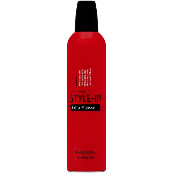 Inebrya Style-In Extra Mousse - bardzo mocna pianka do włosów cienkich i delikatnych, 400ml