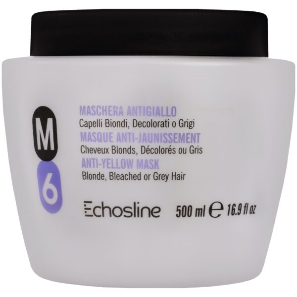 Echosline M6 Anti-Yellow Mask – maska neutralizująca żółte odcienie do włosów blond, 500ml