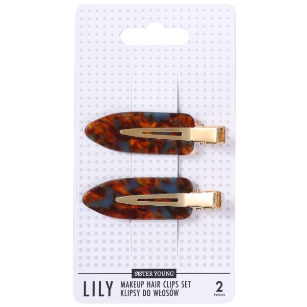 Sister Young Lily - klipsy do włosów do makijażu, różne kolory, 2szt Blue Coffee | Kawowo-Niebieski