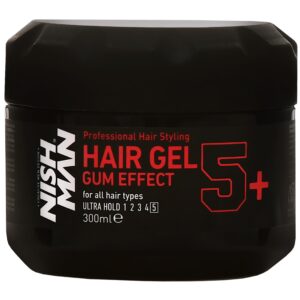 Nishman 5+ Hair Gel Gum Effect - bardzo mocny żel do włosów, 300ml