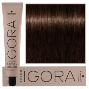 Schwarzkopf Professional Igora Royal Absolutes - trwała farba do włosów z kolagenem, 60ml 4-60 | Średni Brąz Czekoladowy Naturalny