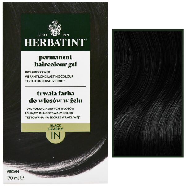 Herbatint Permanent Haircolour Gel – trwała, ziołowa farba do włosów w żelu, 170ml 1N | Czarny