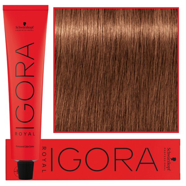 Schwarzkopf Professional Igora Royal - trwała farba do włosów o innowacyjnej formule, 60ml 7-57 | Średni Blond Złoty Miedziany