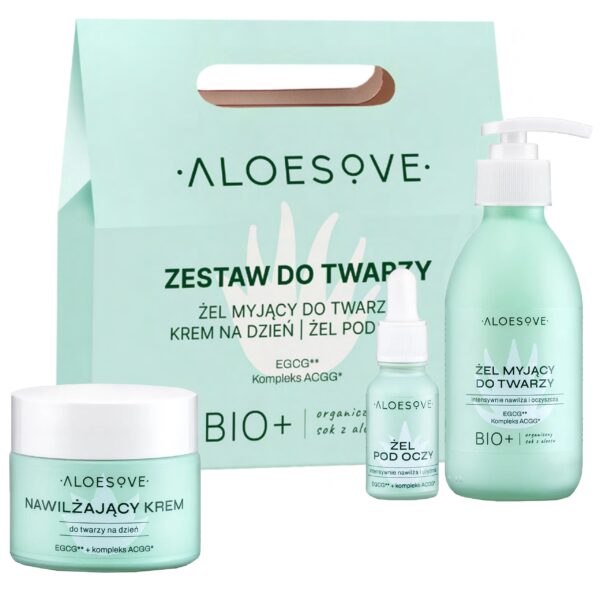 Aloesove Green zestaw do twarzy - krem, 50ml + żel myjący, 190ml + żel pod oczy, 15ml