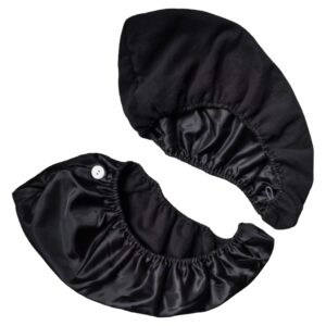 DeniCarte Dwuwarstwowy turban do włosów, czepek satynowy, czarny