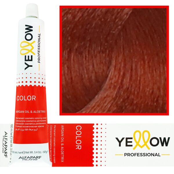Alfaparf Yellow - trwała farba do włosów z aloesem i kiełkami pszenicy, 100ml 7,4 | Średni Miedziany Blond