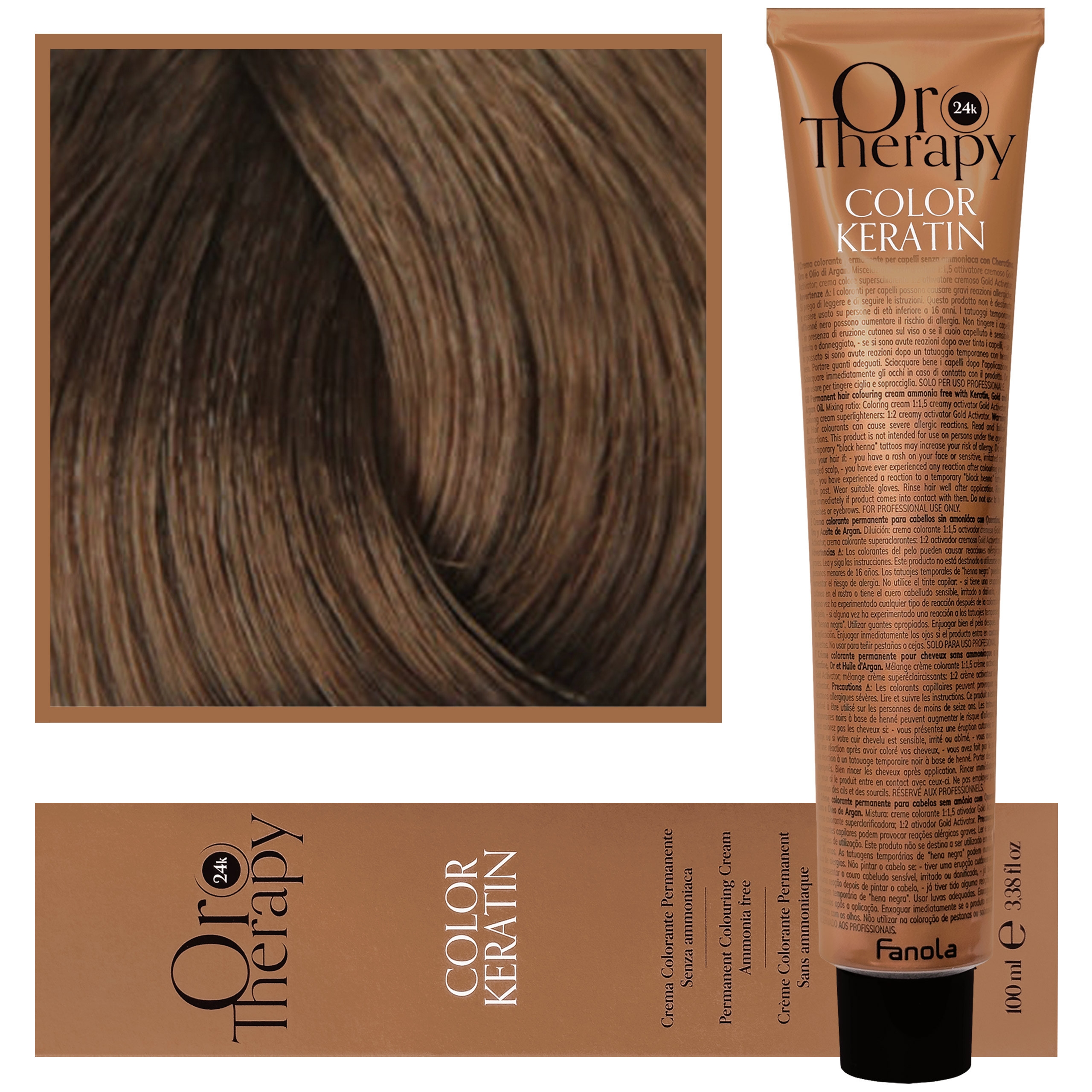 Fanola Oro Therapy – farba do włosów bez amoniaku, pełna paleta kolorów 8,00 | Intensywny Jasny Blond