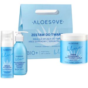 Aloesove Blue zestaw do twarzy - emulsja myjąca 190ml + serum 30ml + krem 250ml