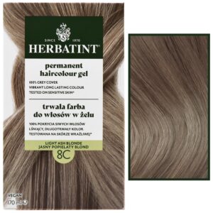 Herbatint Permanent Haircolour Gel – trwała, ziołowa farba do włosów w żelu, 170ml 8C | Jasny Popielaty Blond