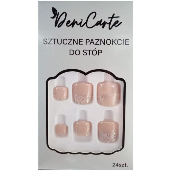 Deni Carte Tipsy - sztuczne paznokcie, tipsy do stóp, Nude Glitter