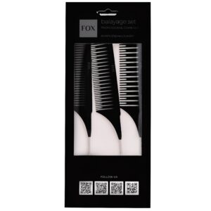Fox Balayage Set Black - komplet grzebieni do balejażu, 3szt