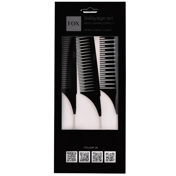Fox Balayage Set Black - komplet grzebieni do balejażu, 3szt